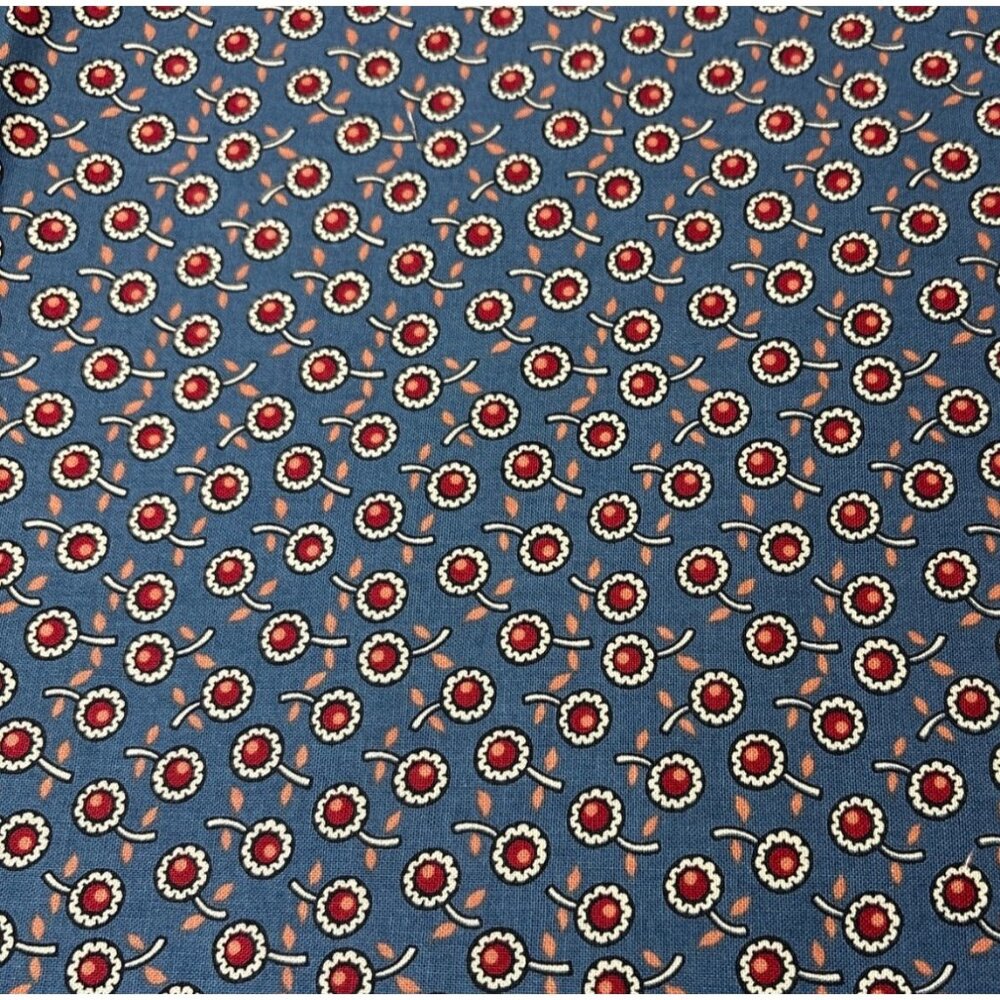 Cotton Fabric 18x22" Blue Red Orange Floral Pattern Flowers Everywhere